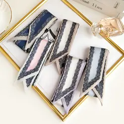 Korean-Style Artistic Slender Narrow Scarf Lace Women's Decorative Silk Scarf Small Neckerchief Hair Band Arm Bag Ribbon