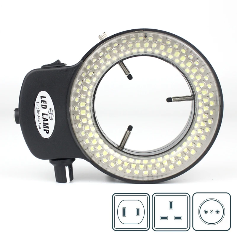 Imagem -02 - Led Anel Luz Iluminador Lâmpada para a Indústria Estéreo Trinocular Microscópio Lente da Câmera de Vídeo Lupa 110v 220v Ajustável 144