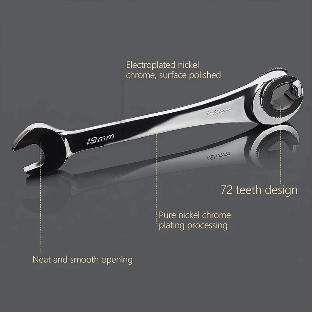 Opening Tubing Ratchet Wrench Spanner Combination Wrenches Set Flex-head Fixed Head Metric Open End Gears Ring Wrench Set