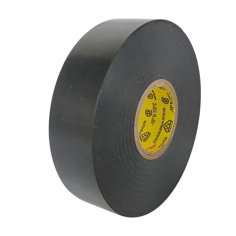 Custom sizes Vinyl Electrical Tape Super 33+ Black 0.18MM Thickness Adhesive Tape For High-Voltage Cable Splices and Repairs