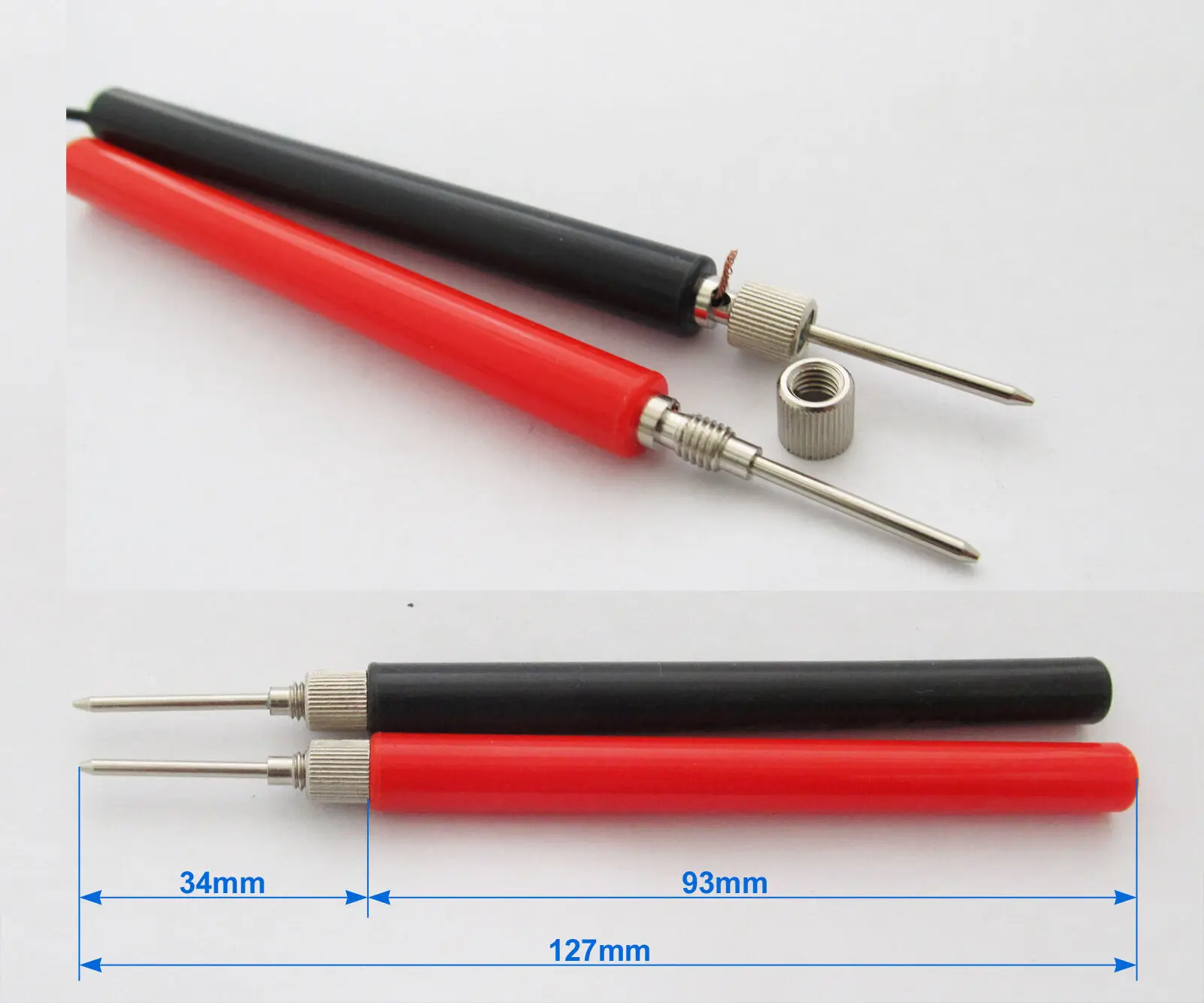 2pcs DIY Multimeter Test Probe No Cable Assemble & No Solder Long Handle