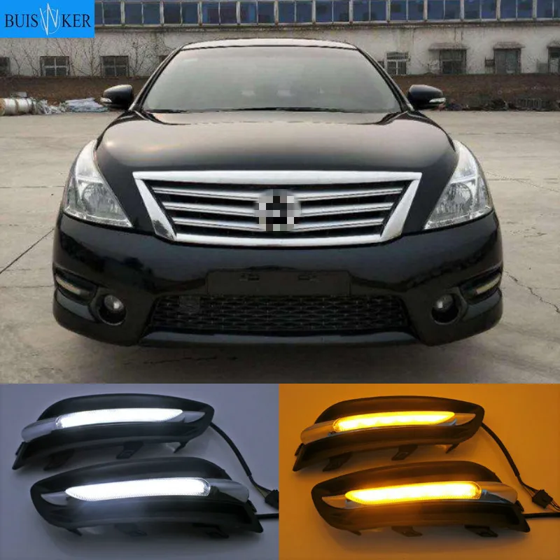 1 Pair 12V Car Front LED Drl Daytime Running light For Nissan Teana J32 2011 2012 Fog Driving Lamp Turn Signal Styling