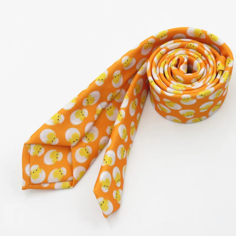Original design tie chicken shell cartoon necktie male and female personality 6cm Korean version narrow ties orange