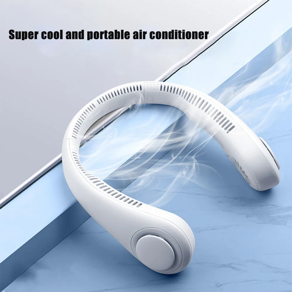 

Electric Fan Conditioner Mini Wireless Silent Portable Hanging Neck Small Leafless Lazy Rechargeable Outdoor Sports Student