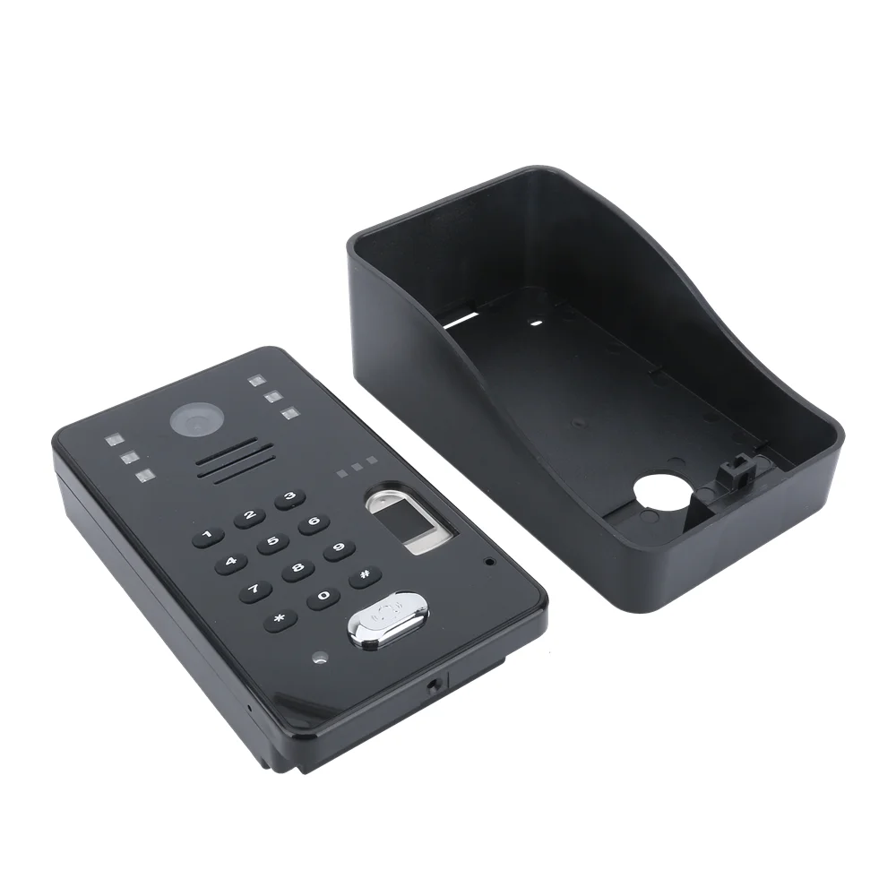 7 Inch Vingerafdruk Rfid Video Deurtelefoon Intercom Deurbel Kits Met Geen Elektrische Strike Lock + Draadloze Afstandsbediening Rfid unlock