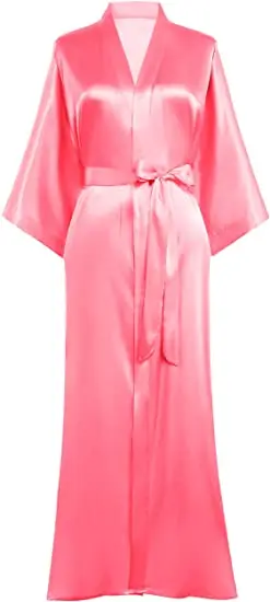 Sexy women extra long bathrobe Silky Satin robe Charming Women\'s Lengthened Casual Bathrobe Long Sleeved Robe Homewear