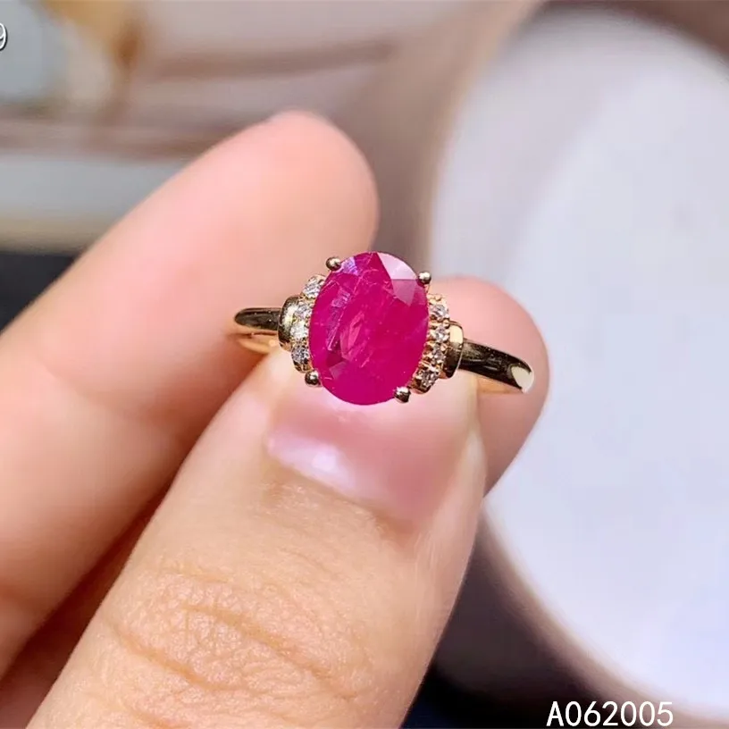 

KJJEAXCMY fine jewelry 18K gold inlaid natural ruby new Female popular ring fashion Support test hot selling