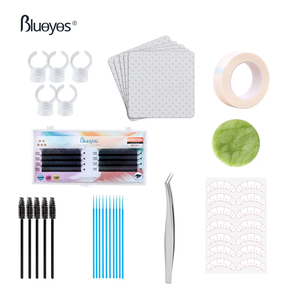 

Eyelash Extension Practice Kit YY Lashes Glue Rings Jade Stone Eyelash Brushes Tape Practice Eye Lashes Graft Makeup Tools Set