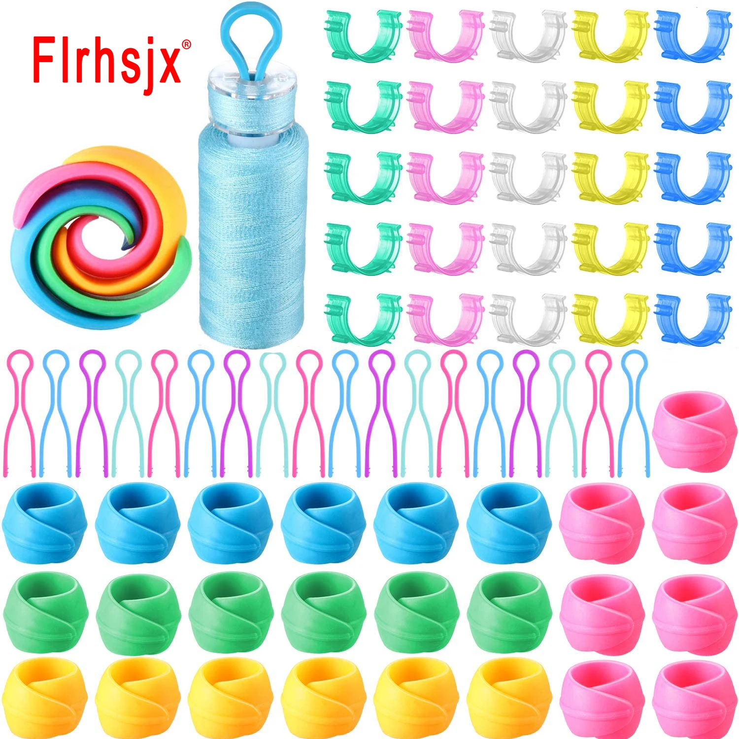 FLRHSJX 50pcs Sewing Bobbin Thread Holders Thread Spool Huggers Sewing Bobbin Clips Bobbin Thread Organizer DIY Sewing Tools