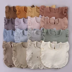 Baby Cotton Bib Crepe Ruffled Bib Saliva Towel Bandana Burp Cloth Girls Babies Accessories Newborn Slabber Absorbent Cloth  Bib