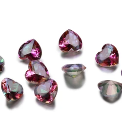 1-3ct Milticolor Loose Gemstone Heart Shape Rainbow Mystery Topaz 9x9MM Stones Wholesale Decoration Gifts 10 pcs/set