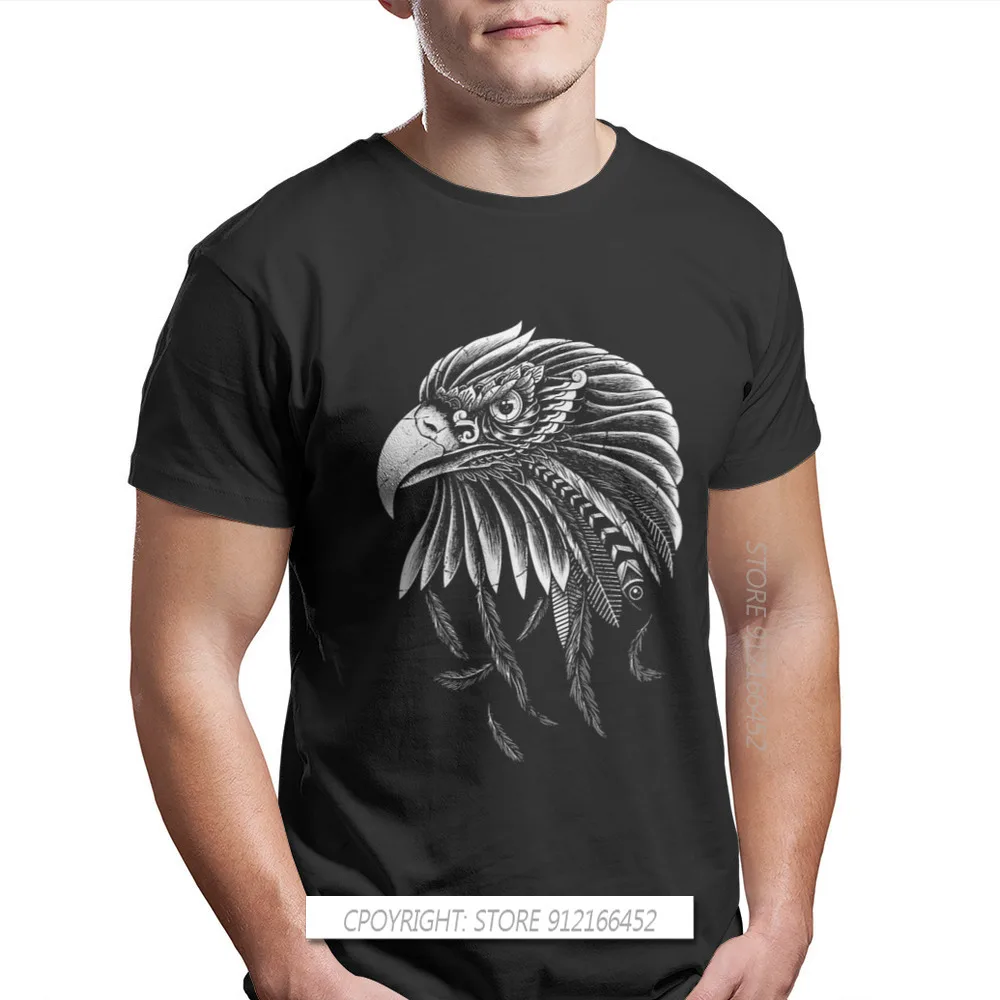 Falconry Austringer Bird TShirt For Men Impressive Hand Drawn Golden Eagle Portrait Soft Summer Casual Sweats T Shirt Fluffy