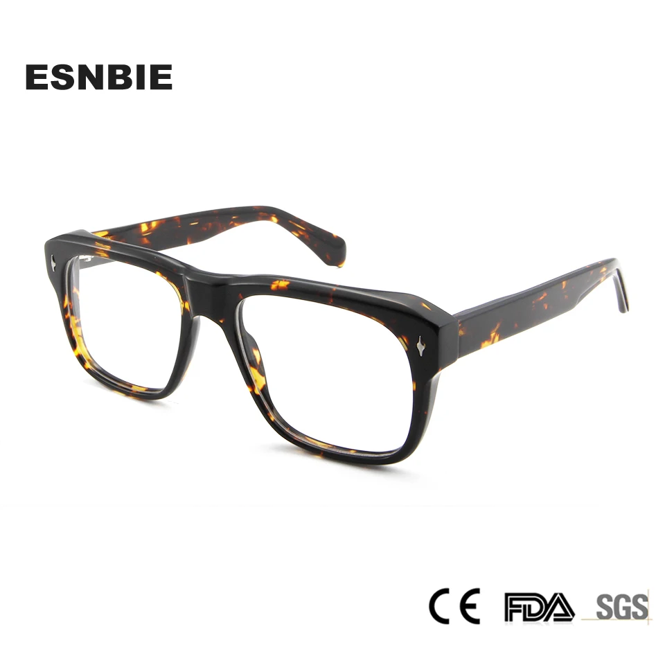 

Trendy Black Crystal Acetate Eyeglasses For Men Rivet Los Angeles Design Pilot Eyewear Women Square Myopia Prescription Glasses