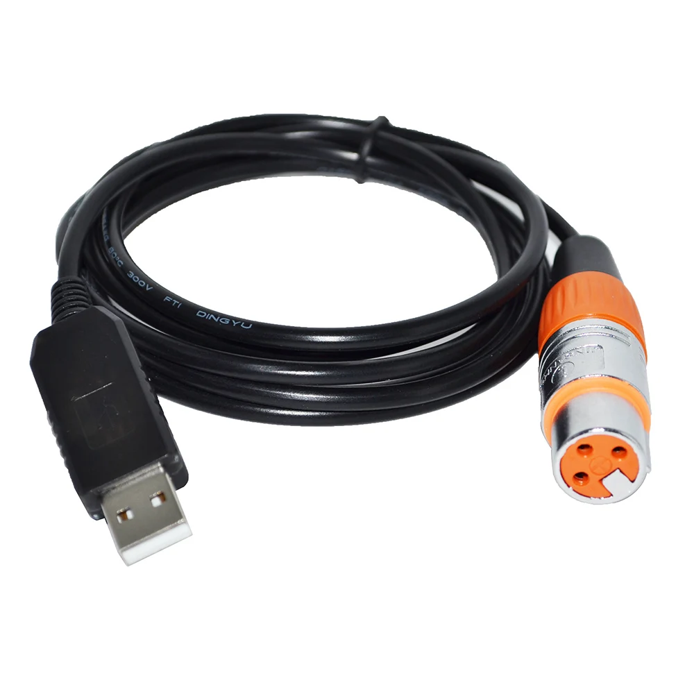 ЦВЕТНОЙ кабель-преобразователь FTDI RS485 DMX512 на USB 3PIN 3P DMX 512 XLR мама для контроллера фристайлера QLC STAGE LIGHTNING KABLE