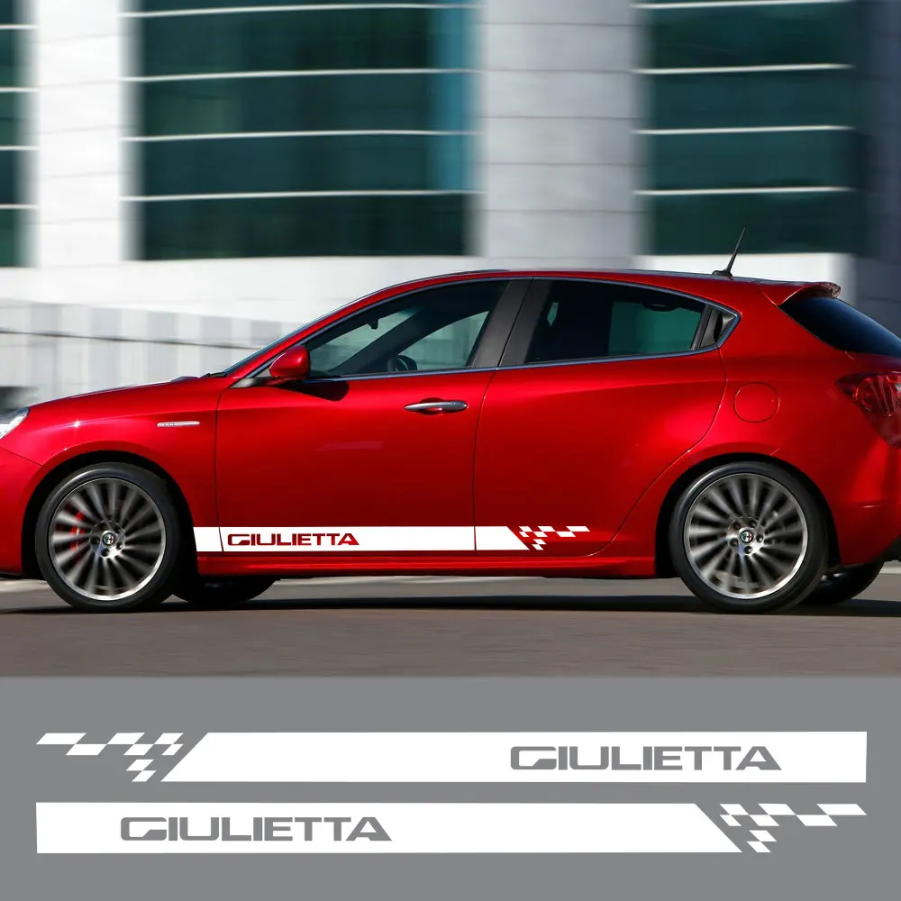 For Alfa Romeo Giulietta 940 Veloce Hatchback 2PCS Car Door Side Stickers Long Strip Vinyl Film Decal Auto Tuning Accessories