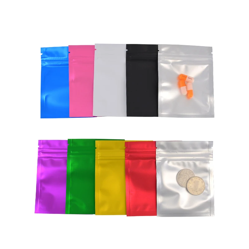 Matte Colorful and Transparent Zip Lock Bags, Colorful Food Pouches, Free Shipping, 100 Pcs