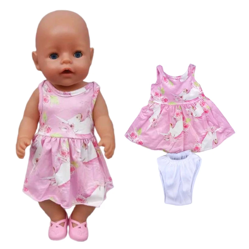 Doll Unicorn Romper Clothes for 40cm 43cm Born Baby Doll Wear Sets for 18 Inch Doll Coat Accessories Toys Wear