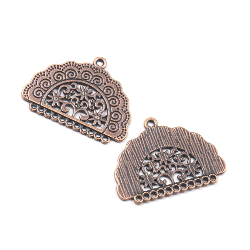 12 Stück gemusterte, fächerförmige Verbindungsstücke für Ohrringe, Anhänger, DIY-Ohrring-Charms – Detail 2