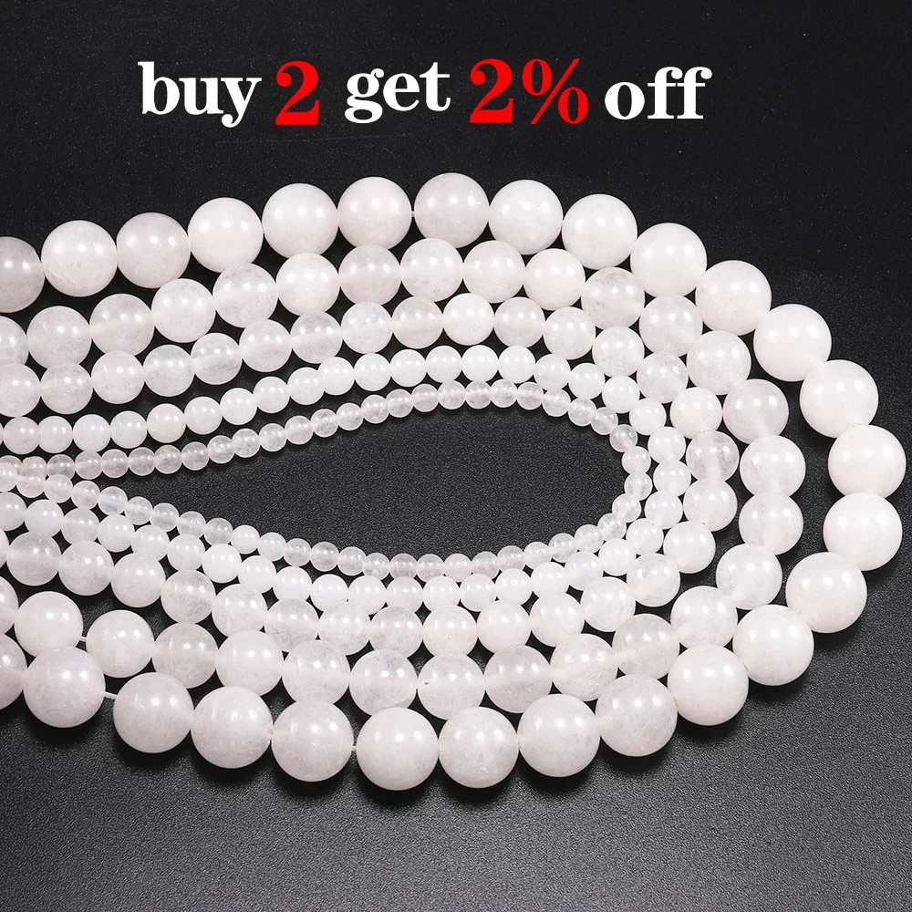 1strand/lot 4 6 8 10 12 mm White Carnelian Agates Round Gem Beads Carnelian Loose Beads For Jewelry Making DIY Necklace Bracelet image 2