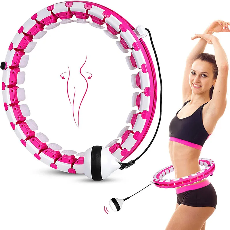 24 Detachable Knots Smart Weight Exercise Hoop Fitness Exercise Massage Rings Fat Burning Slimming Weight Loss Non-Fall Hoops