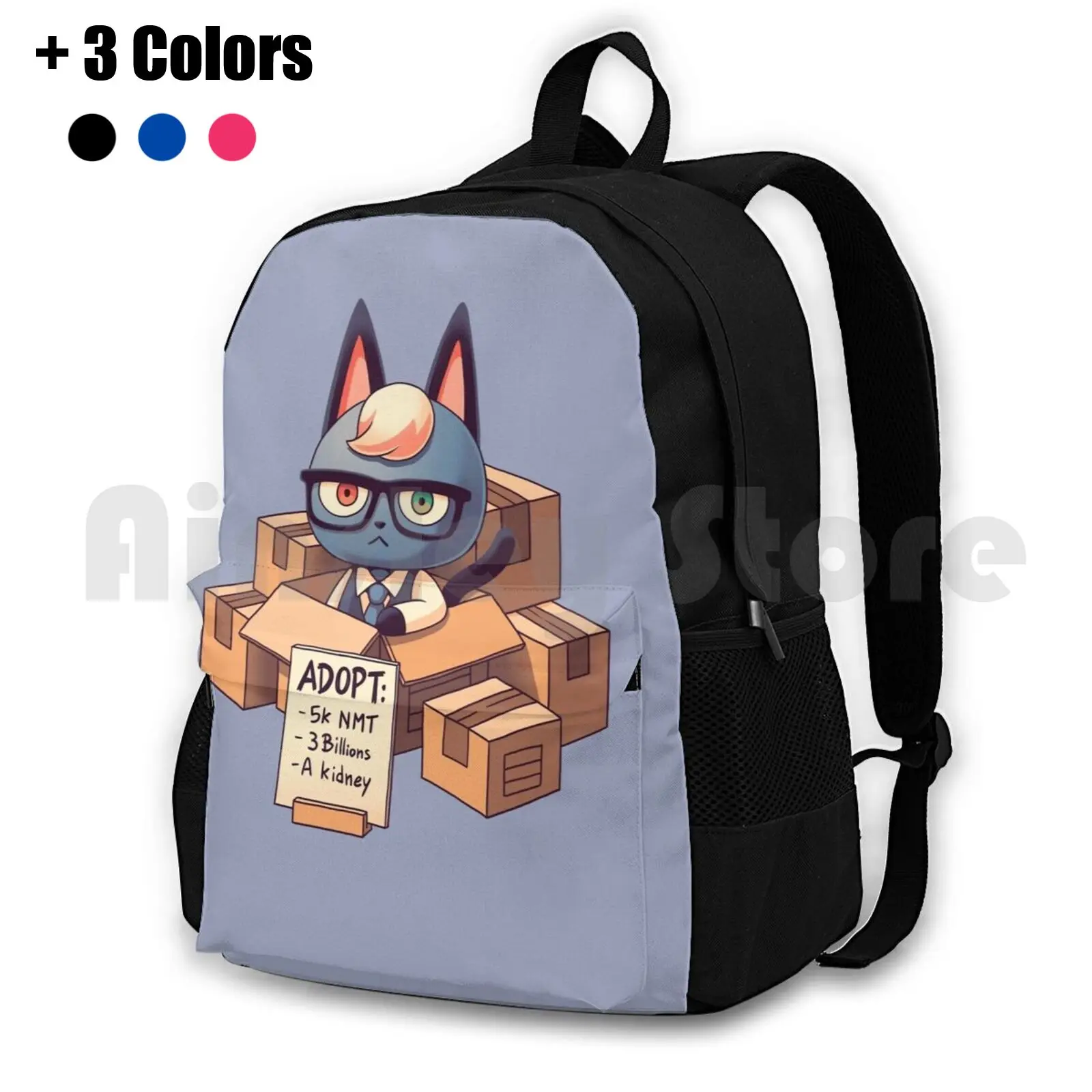 Raymond In Boxes / Cat Smug Villager , Animal , Kawaii Outdoor Hiking Backpack Riding Climbing Sports Bag Raymond In Boxes