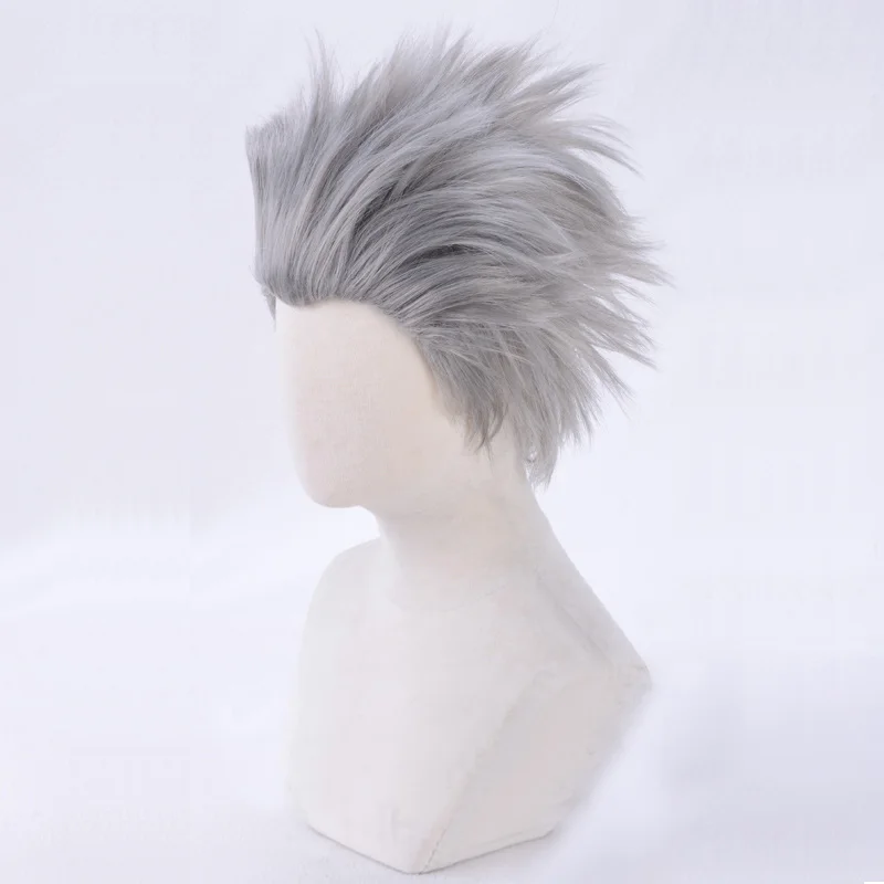 Shippuden Tobirama Senju Peruca Cosplay Curto Cinza Resistente ao Calor Perucas de Cabelo Sintético + um touca de peruca