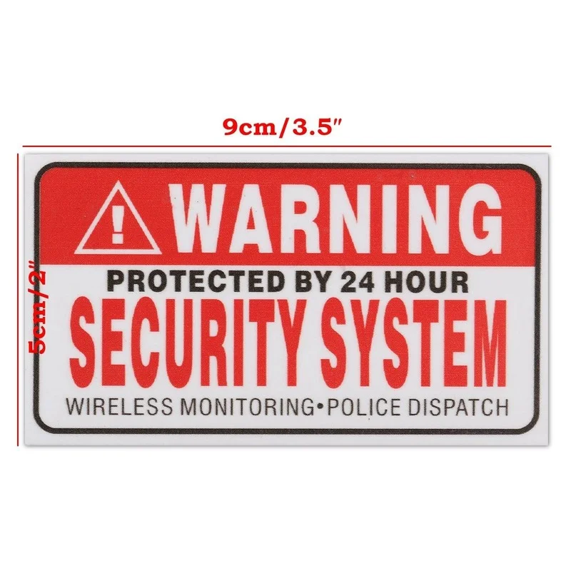 9*5cm 5Pcs/Set Warning Protected By 24 Hour Security System Stickers Saftey Alarm Signs Decal Warning Mark Business Car Styling