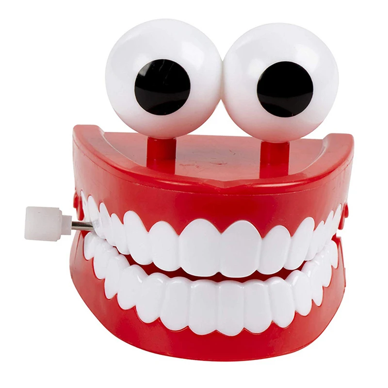 Novelty Dentures Clockwork Fun Toy Teeth Clockwork Beating On The Chain Classic Toys Halloween Funny Teeth Model Toys Kids Gifts