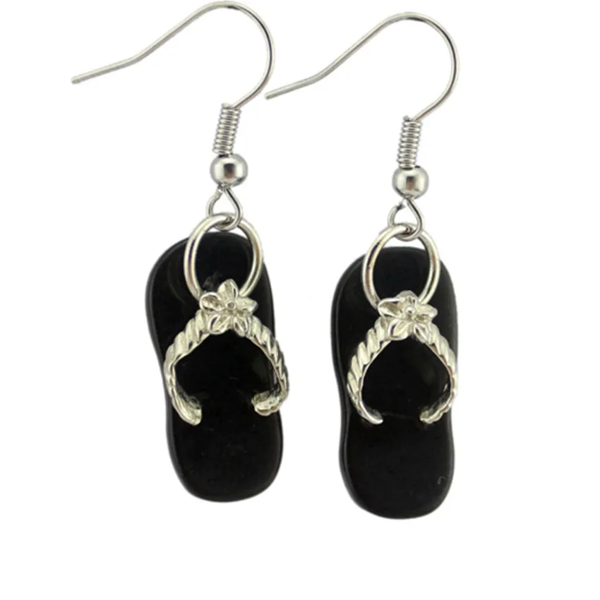 

FYSL Silver Plated Slipper Shape Black Agates Drop Earrings for Women Lapis Lazuli Jewelry