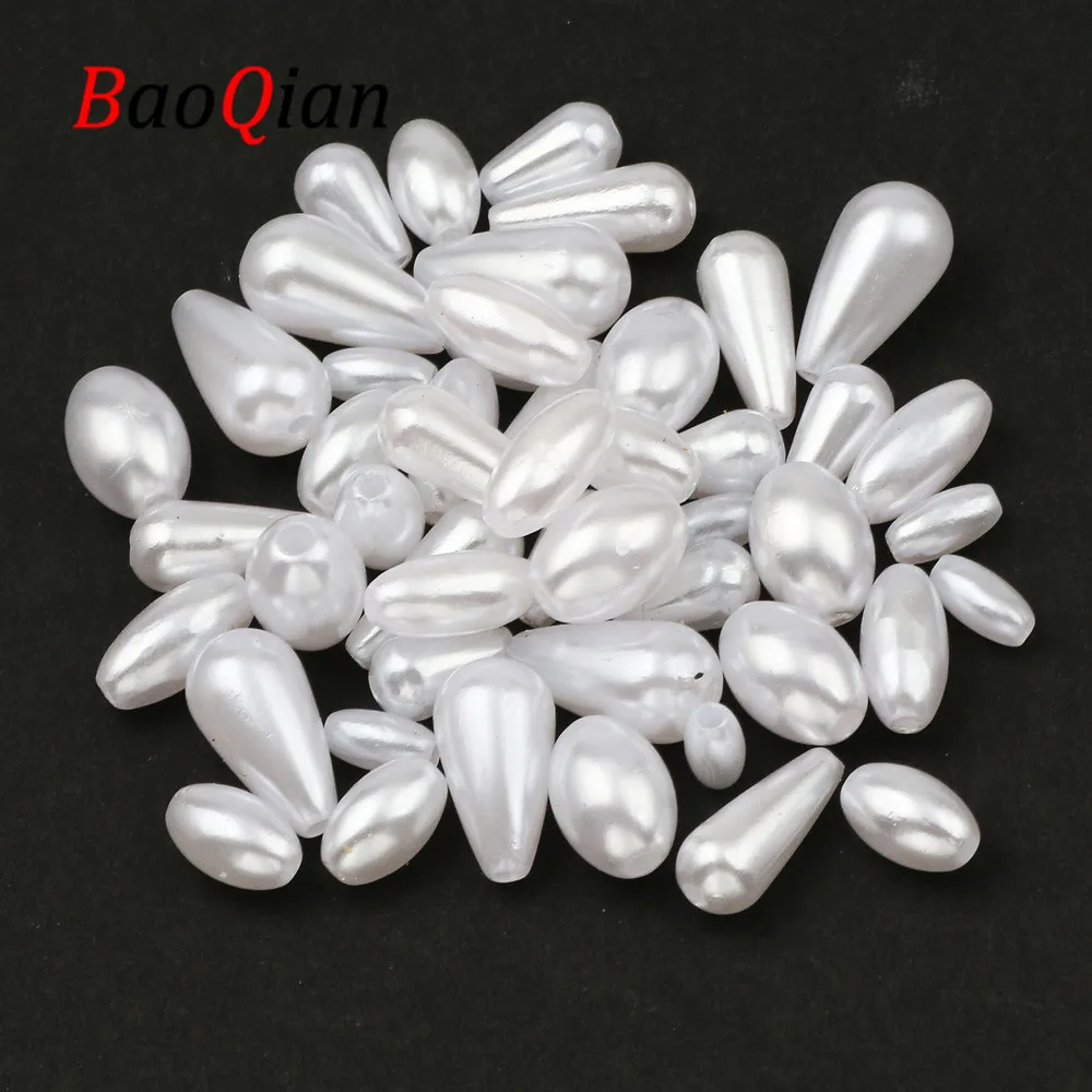 White Drop Shape Oval Imitation Pearls For Jewelry Making Diy Charm Necklace Bracelet Loose Spacer Beads Accessories