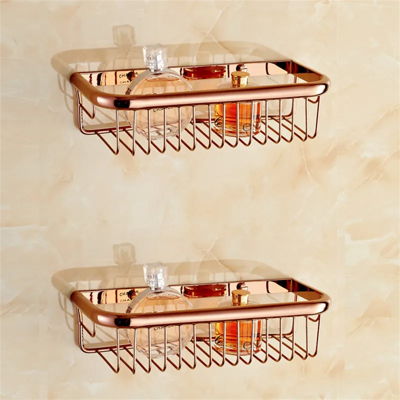 

Bathroom Shelf Copper Bath Shower Rack Bath Shower Shelf Bath Shower Caddy Holder Bolt Inserting Rose gold Square Corner Shelf