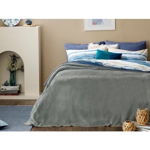 English Home Plain Cotton Single Blanket 150x200 cm Gray-Navy Blue