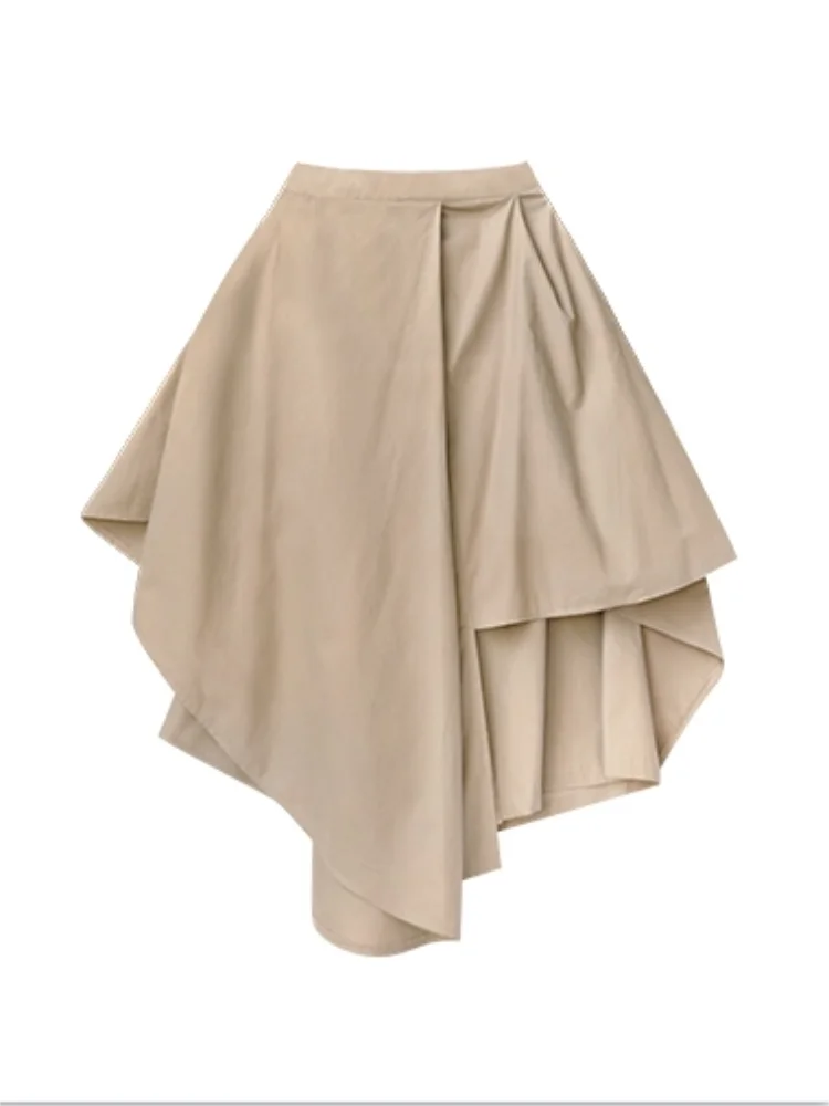 Ladies Half Skirt Spring And Autumn New Dark Irregular Design Long A-Word Skirt Super Loose High Waist Big Fish Tail Skirt