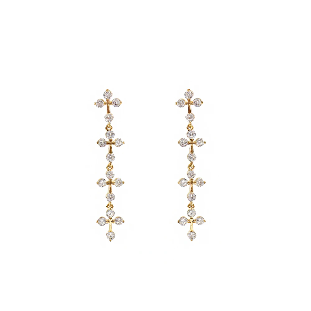 LANFLORA new Trendy contracted zircon women earrings for birthday gift copper alloy cheap factory shop earrings wholesale price