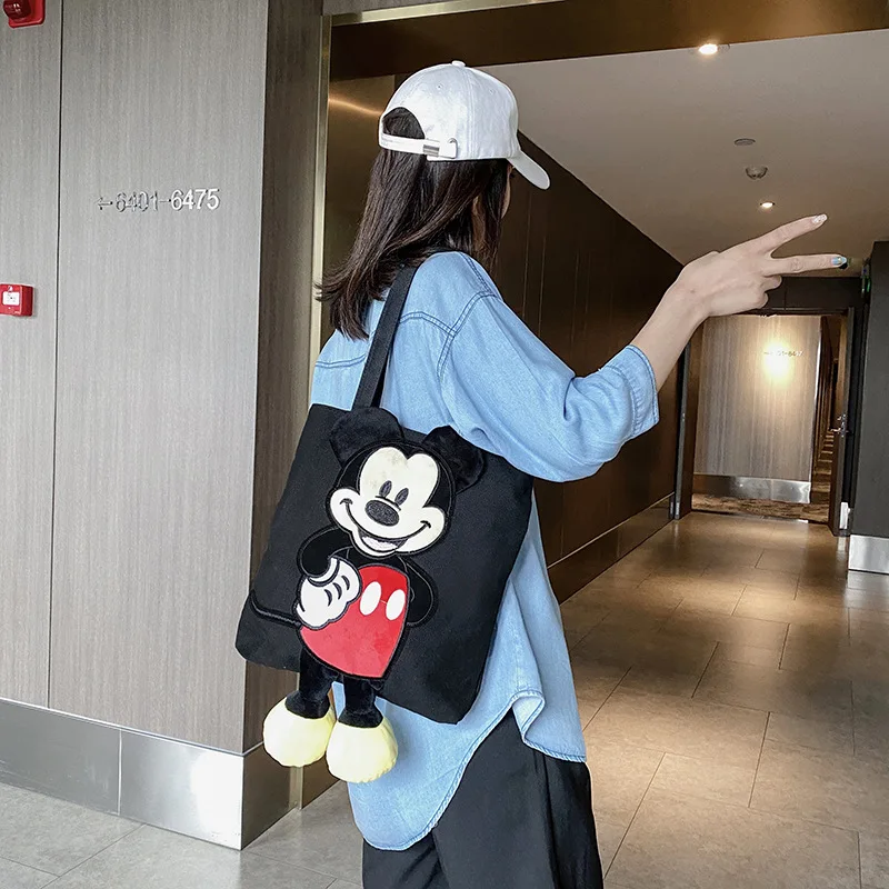 Disney Mickey Mouse Minnie płócienna torba damska messenger niosąca dużą pojemność animacja kreskówka studenci niosący torbę na ramię