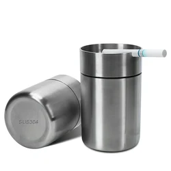 Detachable Creative With Lid Windproof Car Ashtray Home Accessories Stainless Steel Ashtray Smoke Tobacco Ash Holder Container