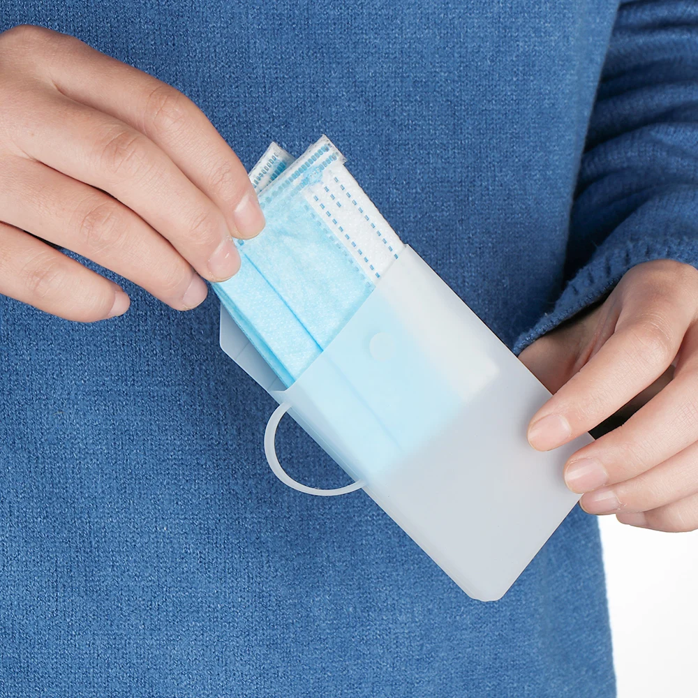 1 PC New Portable Silicone Mask bag Face Mask Covering Holder Storage Box Reusable Dustproof Temporary Face Mask Case Container