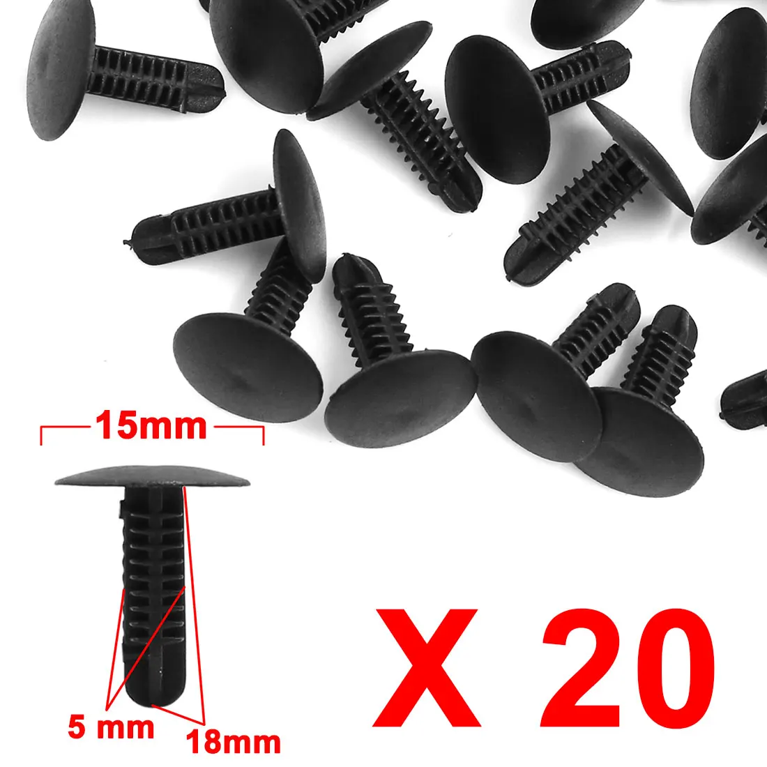 X Autohaux 15/20/30/40/50/100 Pcs 5Mm X 15Mm X 17/18Mm Gat Auto Fender Bumper Plastic Klinknagels Fastener Clips Vasthouders