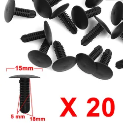 X Autohaux 15/20/30/40/50/100 Pcs 5mm x 15mm x 17/18mm Hole Car Fender Bumper Plastic Rivets Fastener Clips Retainers