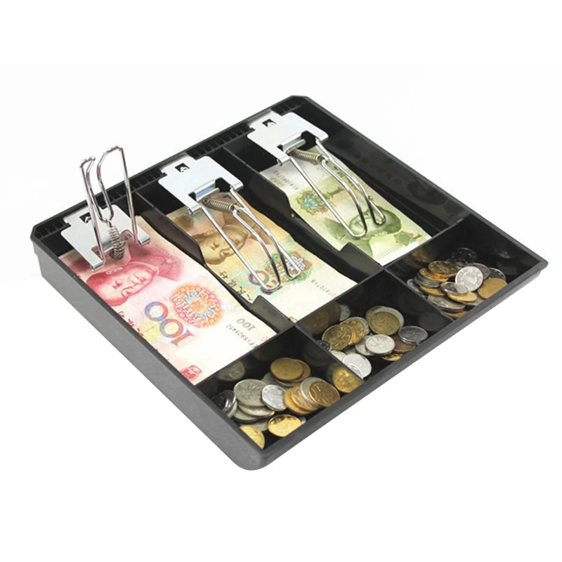 Cabinet Cash Drawer Register Insert Money Tray 3/4/5 3/4 Compartments Storage Box Replacement Metal Clip Cashier