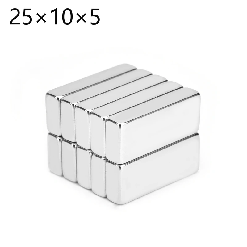 2/5/10/20/50Pcs 25x10x5 Neodymium Magnet 25mm x 10mm x 5mm N35 NdFeB Block Super Powerful Strong Permanent Magnetic imanes