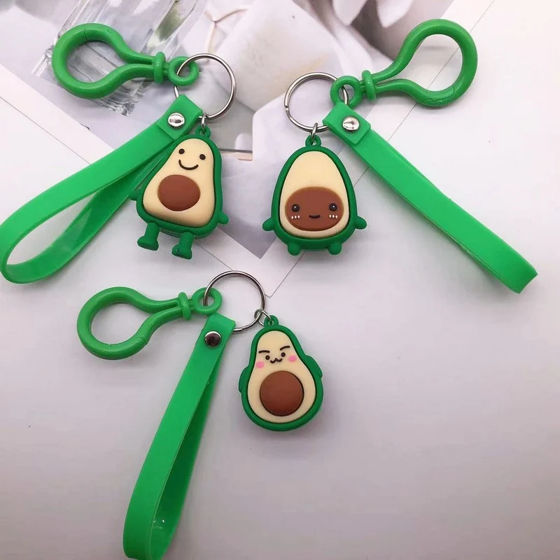 Cute Silcone Anime Avocado Keychain Women Cartoon Fruit Charm Key Chain On Bag Car Trinket Wedding Party Souvenir Girls Gifts