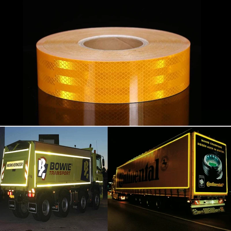 Reflective Material Tape Sticker Safety Warning Tape Reflective Film Car Sticker White Yellow Red Decal