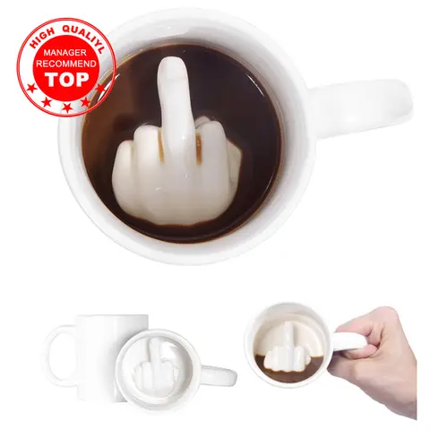 Funny White Middle Finger Mug To Catch Fish