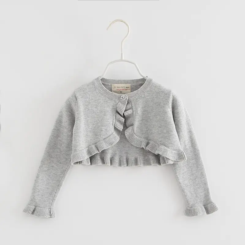 

Gray Baby Girls Cardigan Kids Sweater Knit Jacket 100% Cotton Outerwear Baby Girls Coat 12 24 Month Kids Clothes RKC195104