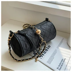 TRAVEASY 2024 New Trend Small Golden Ball Pillow Cylinder Bag Women Fashion Mini Bag Ladies Shoulder Bag Crossbody Bag Handbags