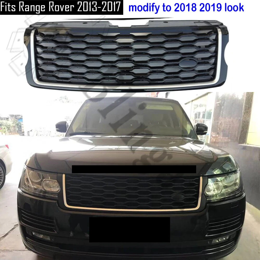 

Front grille front radiator fits for L and Rover R ange R over 2013-2017 modify to 2018 2019 look black mix silver painting