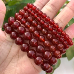 1 Pc Fengbaowu Natural Red Agate Carnelian Bracelet Round Bead Crystal Quartz Healing Stone Women Men Jewelry Gift