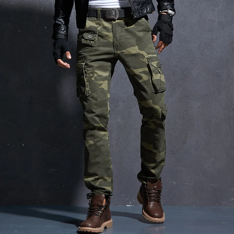 

Mens Cargo Pants Pantalon Cargo Homme New Casual Military Tactical Pants Men's Camouflage Overalls Slim Fit Feet Pants 28-38