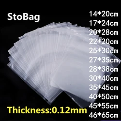 StoBag – lot de 10 sacs en plastique Transparent, pochette de rangement de voyage en tissu, sac étanche, fermeture à glissière, organisateur de tissu auto-scellant